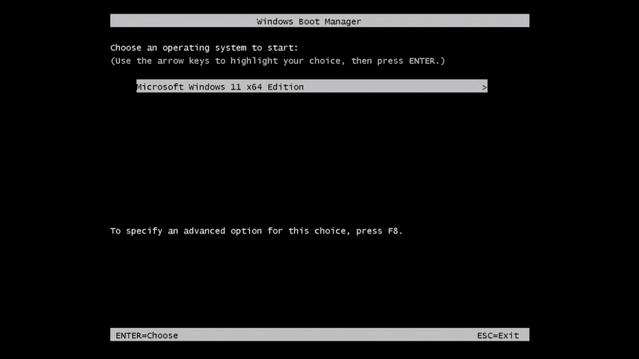 Windows 11 Boot Manager operating system selection