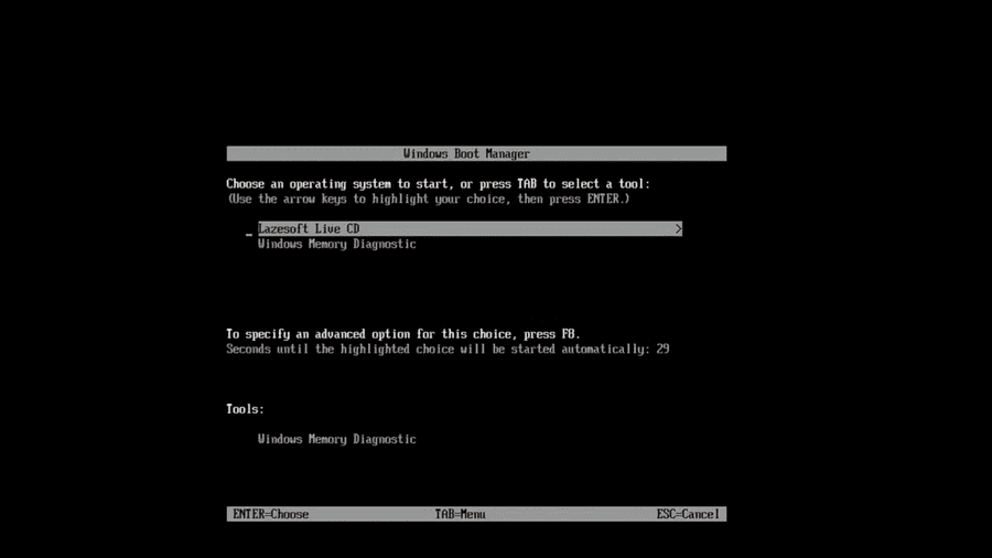 Boot Lazesoft Live CD