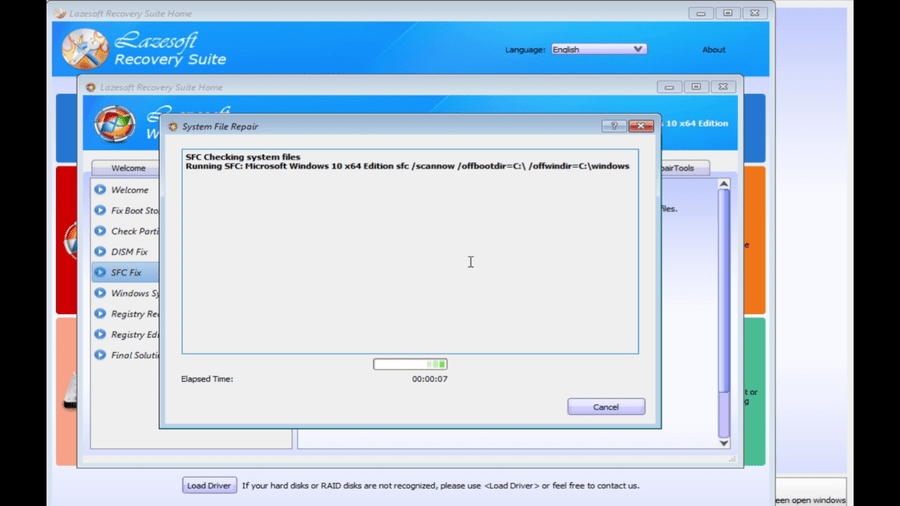 Run SFC Repair button in Lazesoft Windows Recovery