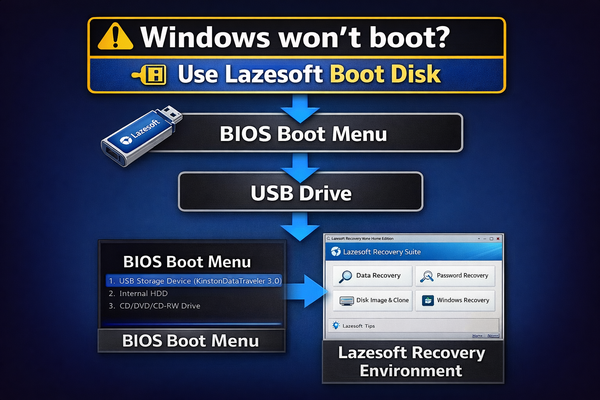 Boot computer from Lazesoft recovery USB disk using BIOS boot menu