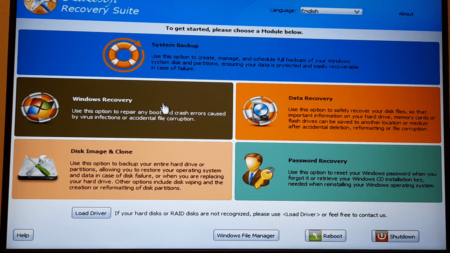 Choose Windows Recovery in Lazesoft Recovery Suite