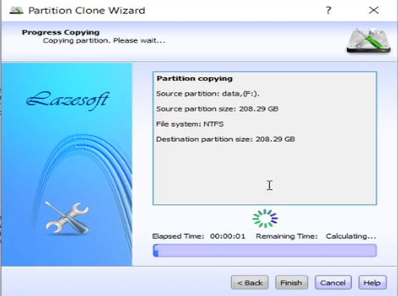 Partition clone in progress