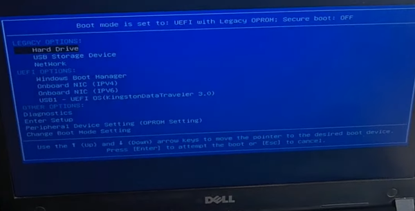 Dell Boot Menu Screen