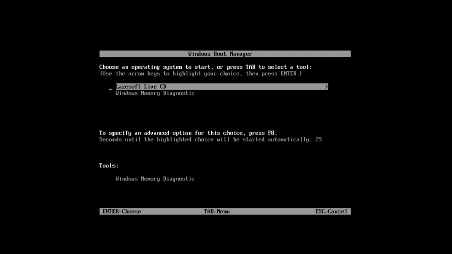 Boot Lazesoft Live CD from recovery USB