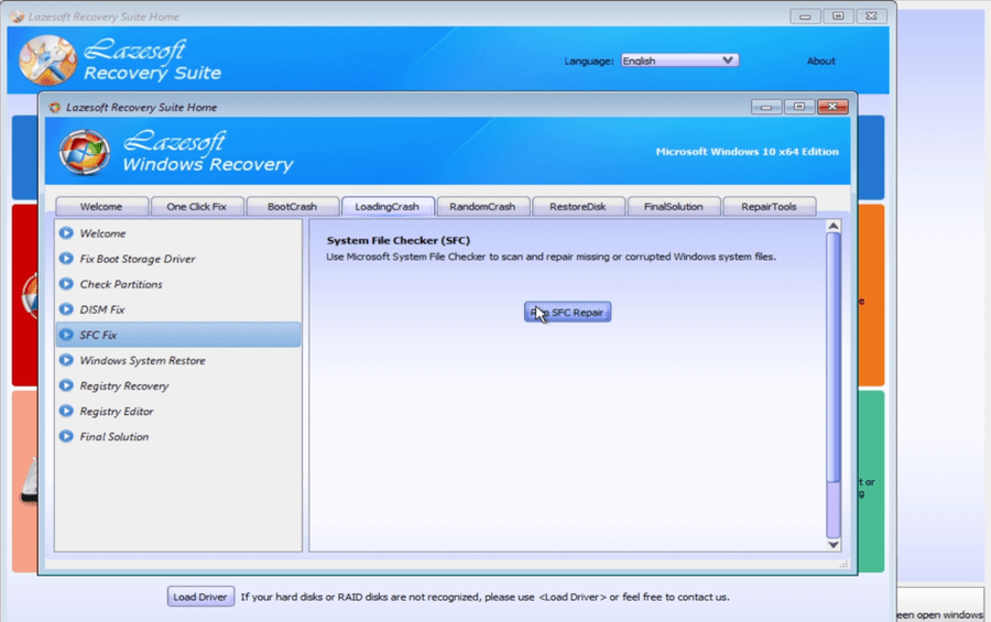 Run SFC Fix in Lazesoft Windows Recovery