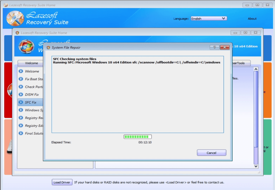 SFC scanning and repairing offline Windows 10 system files