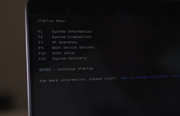 HP Startup Menu