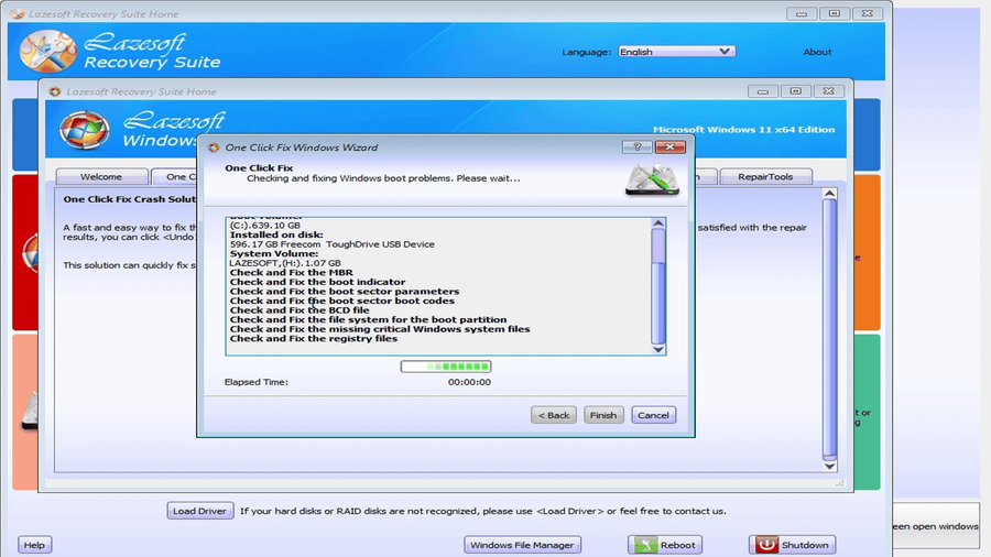 Lazesoft checking and fixing the BCD file