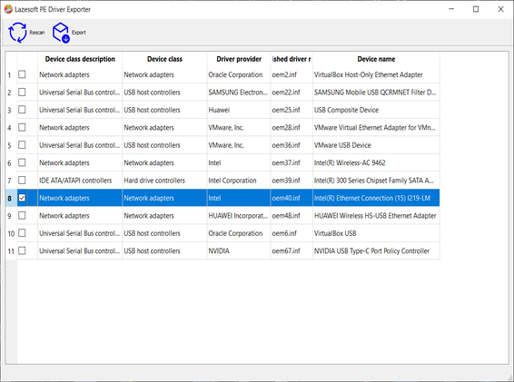 Lazesoft PE Driver Exporter tool
