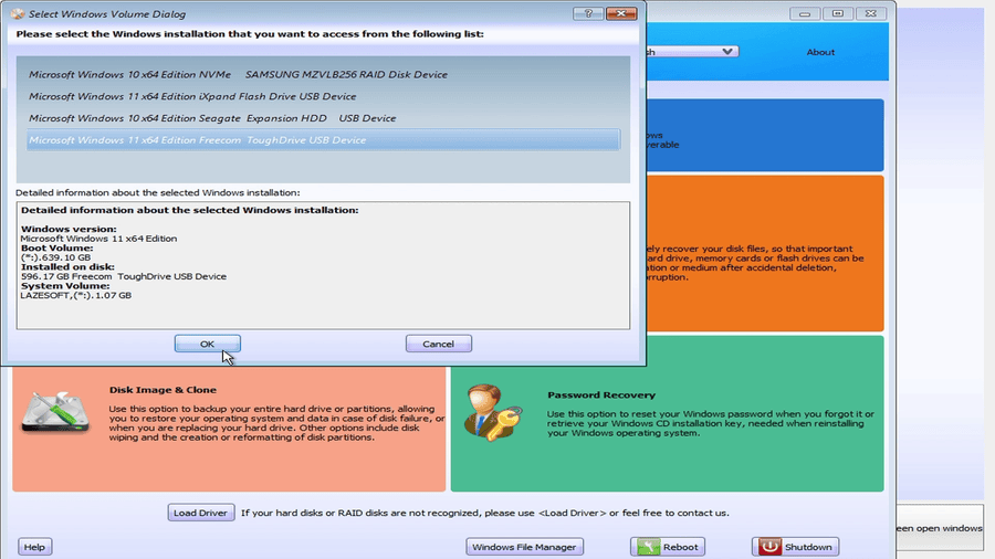 Select Windows 11 installation