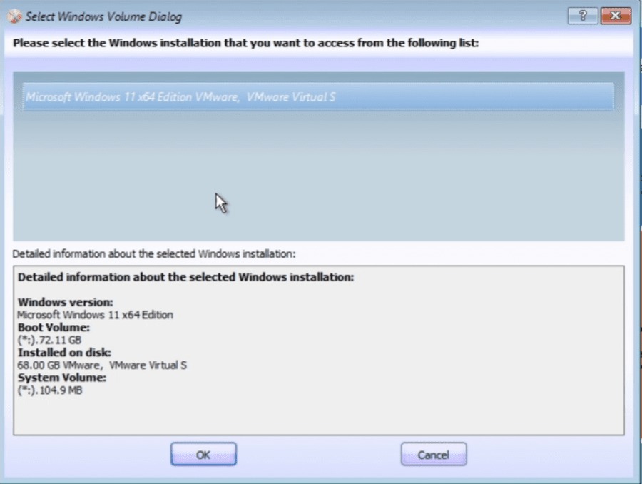 Select the offline Windows installation in Lazesoft Recovery Suite