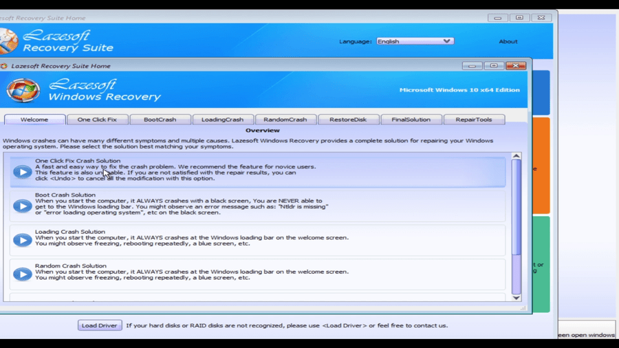 Lazesoft Windows Recovery One Click Fix Crash Solution