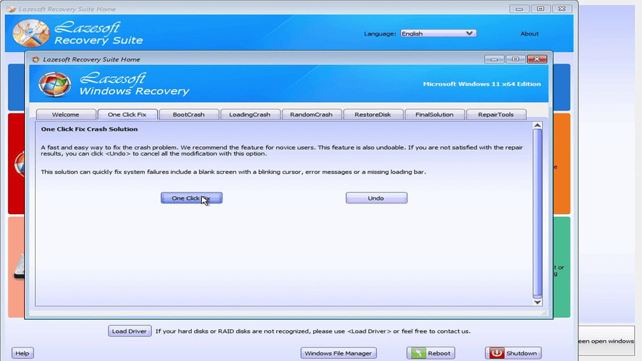 Lazesoft Windows Recovery One Click Fix