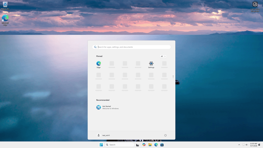Portable Windows 11 desktop running from an external USB drive
