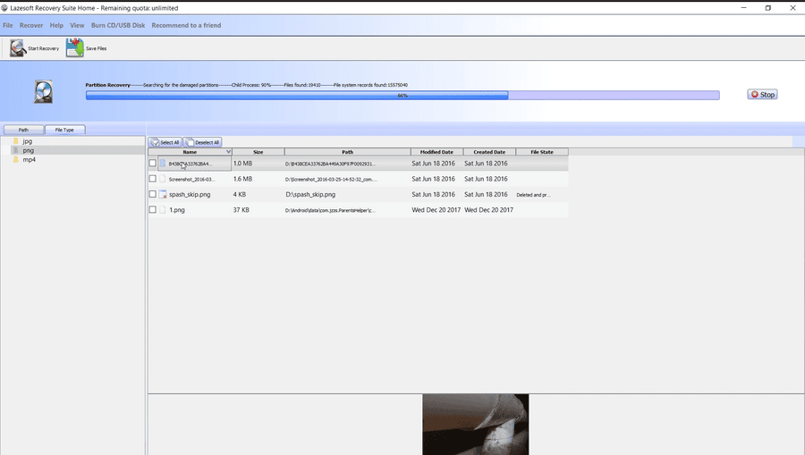 Scanning SD card for lost files