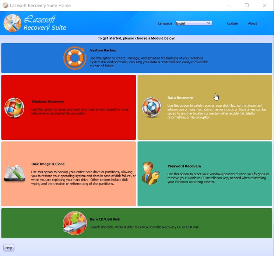 Select Data Recovery module in Lazesoft Recovery Suite