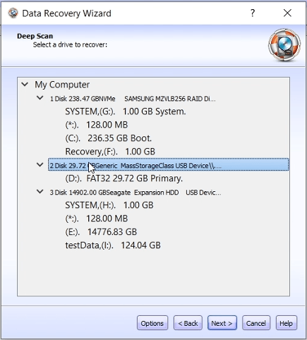 Select SD card drive from the device tree