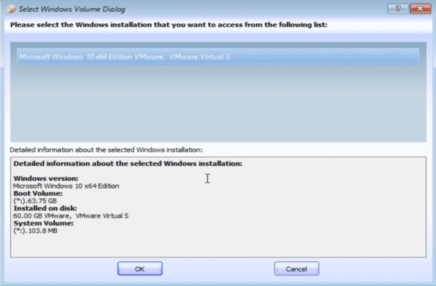 Select Windows installation for boot repair in Lazesoft