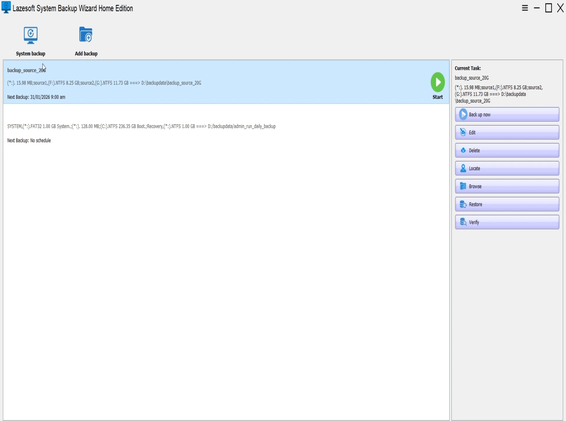 Lazesoft System Backup Wizard Home screen