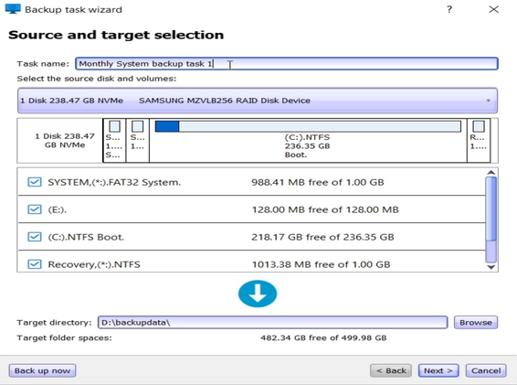 Enter backup task name
