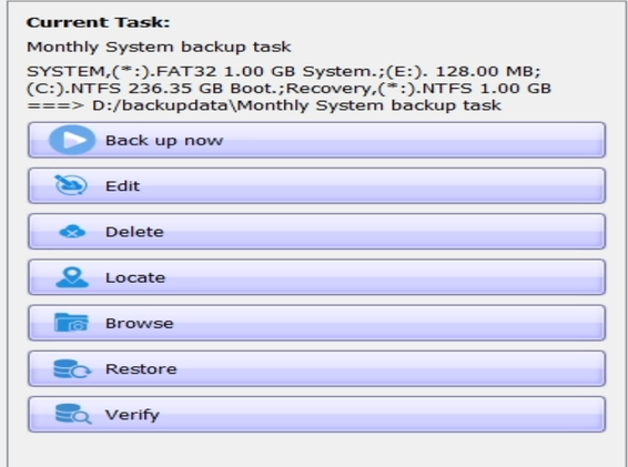 Backup Operations menu in Lazesoft System Image