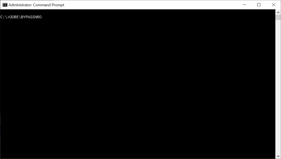 Run OOBE BYPASSNRO during Windows 11 setup