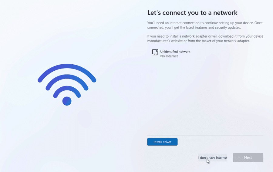 Windows 11 I don't have internet option after BYPASSNRO