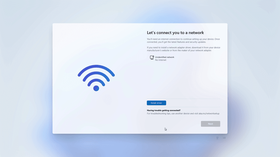 Windows 11 Let's connect you to a network OOBE screen