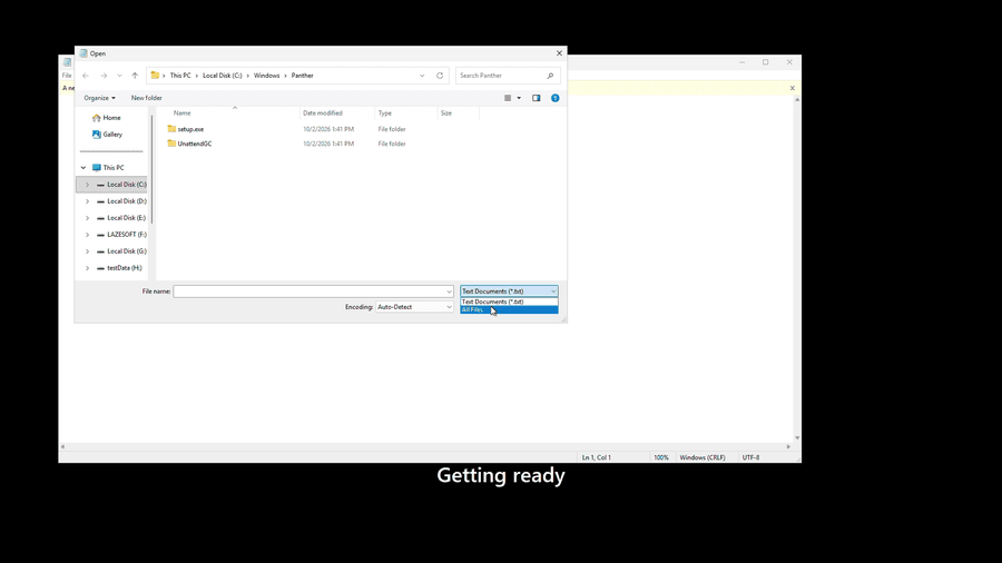 Select All Files in the Windows 11 Panther folder