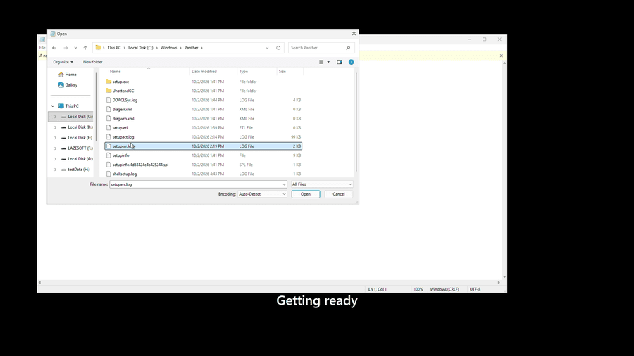Open setuperr.log from the Windows 11 Panther folder